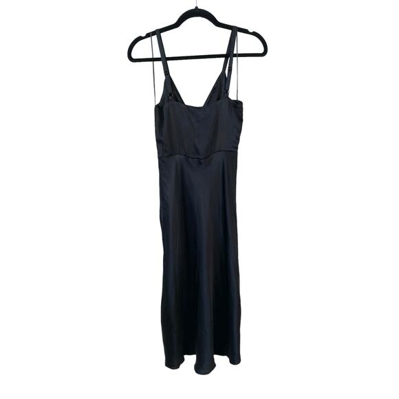 SOCIALITE New Satin Tie Front V-Neck Sleeveless Midi Length Dress Black Small - Picture 3 of 14